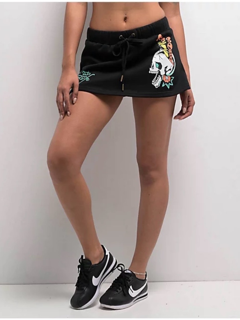 Ed Hardy Skull Butterflies Black Sweat Skirt